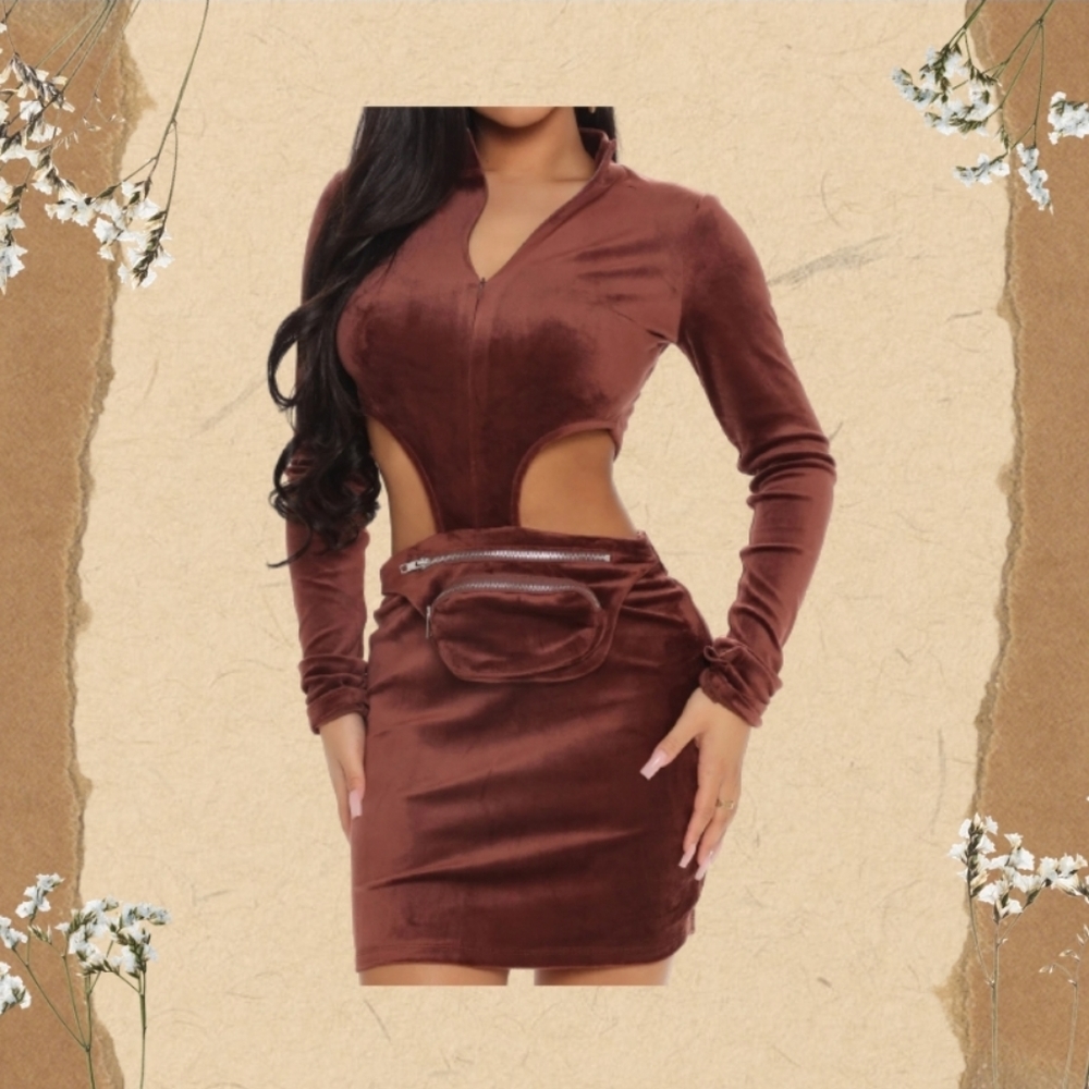 All In My Bag Velvet Mini Dress (Size L)